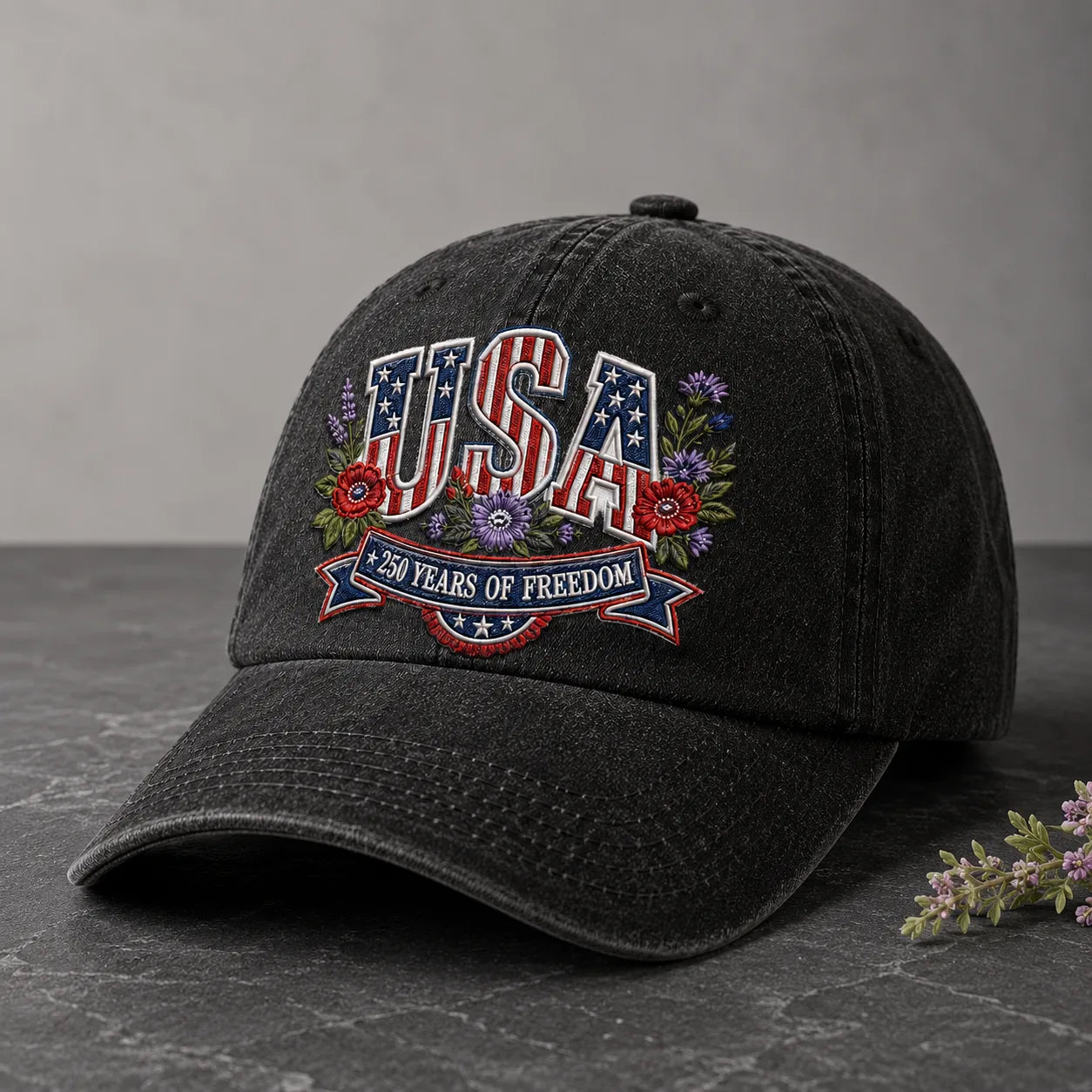 USA 250 Years of Freedom Washed Cap - washed cap - detail