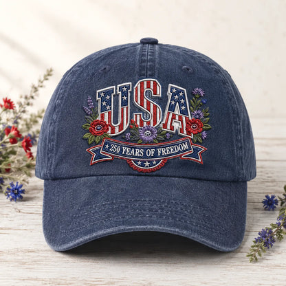 USA 250 Years of Freedom Washed Cap - washed cap - front view