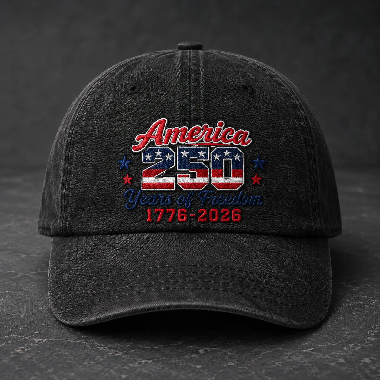 USA 250th Birthday Washed Cap - washed cap - front view