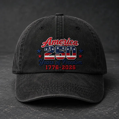 USA 250th Birthday Washed Cap - washed cap - front view