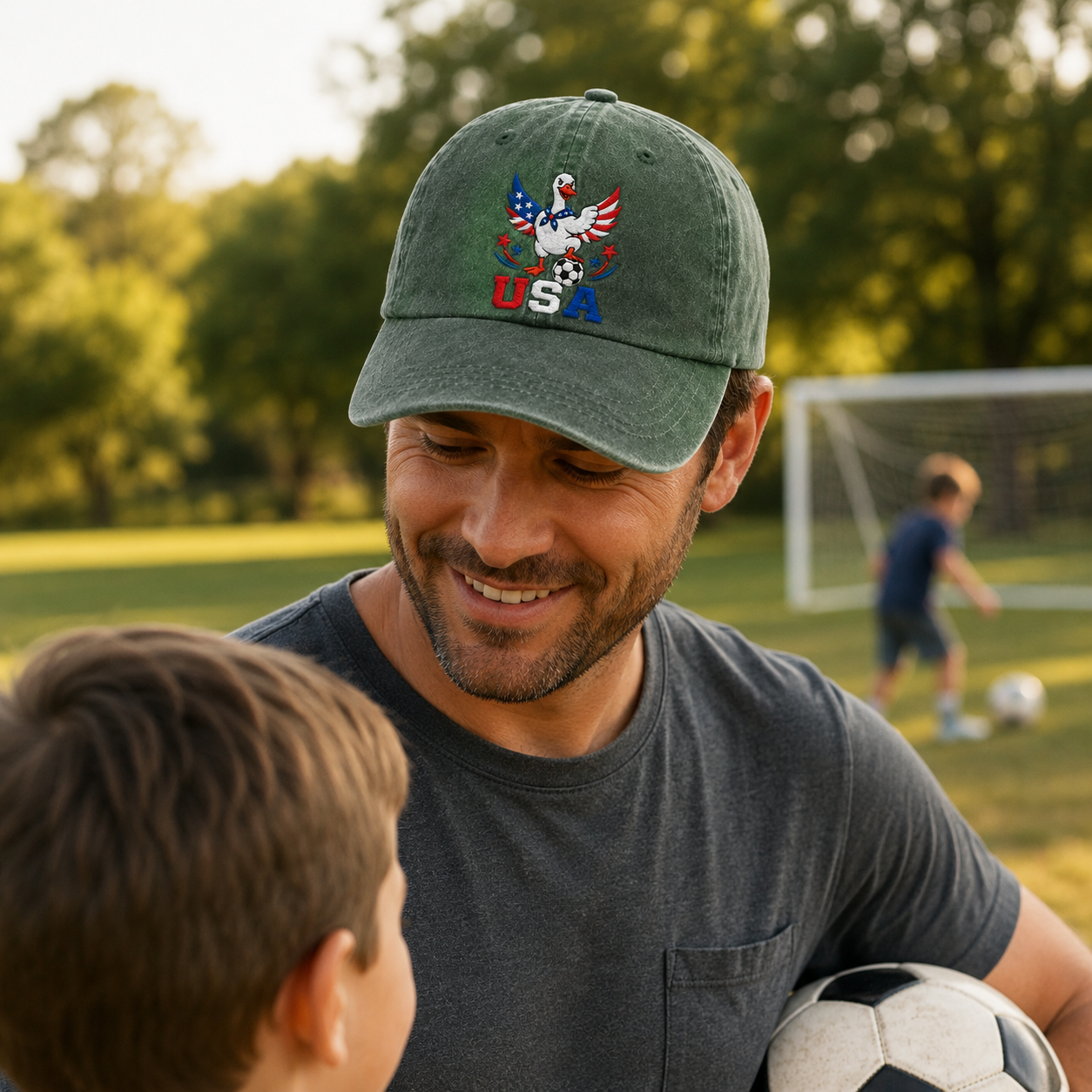 USA Soccer Goose Embroidered Washed Cap - Washed Cap - alternate angle