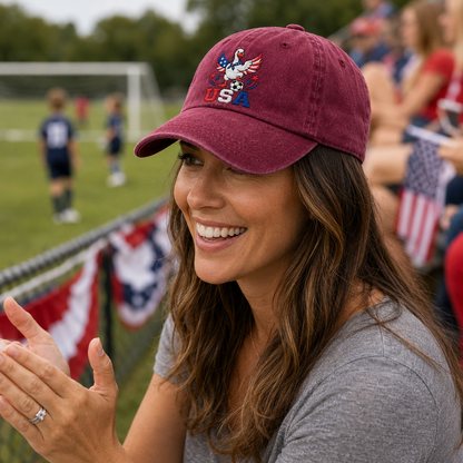 USA Soccer Goose Embroidered Washed Cap - Washed Cap - detail