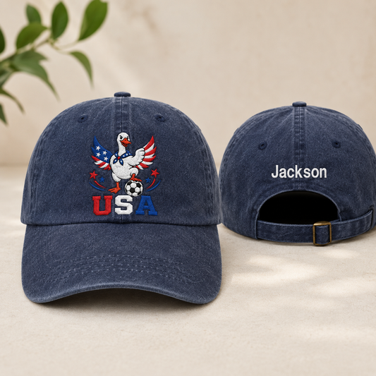 USA Soccer Goose Embroidered Washed Cap - Washed Cap - front view