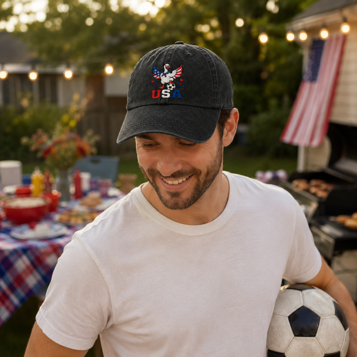 USA Soccer Goose Embroidered Washed Cap - Washed Cap - lifestyle