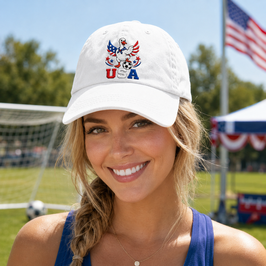 USA Soccer Goose Embroidered Washed Cap - Washed Cap - side view
