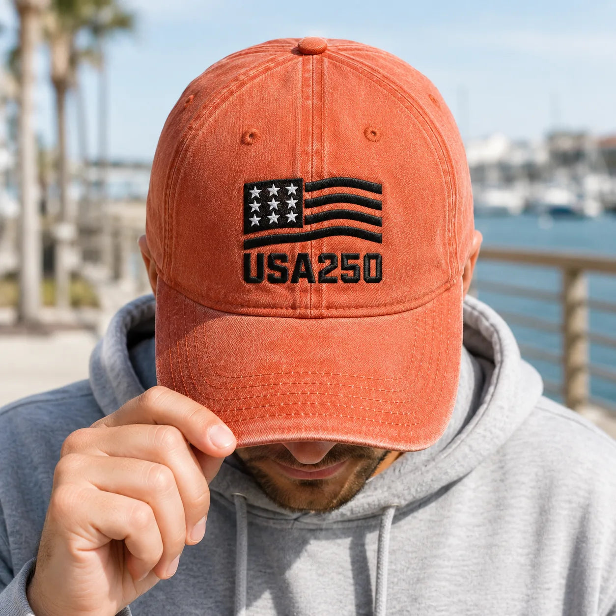 USA250 Patriotic Flag Washed Cap - washed cap - styled