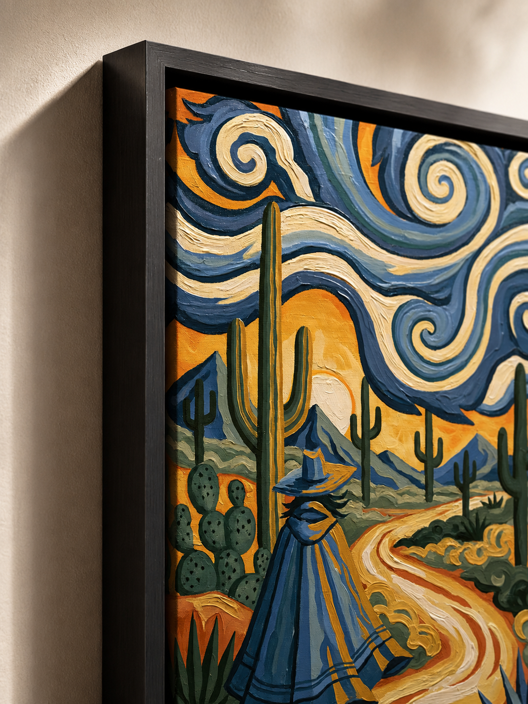 Affiche Style Van Gogh - Wall Art Decor - front view - desert wall art, blue cactus art print