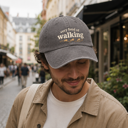 Very Fond Of Walking Embroidered Washed Cap - Washed Cap - alternate angle