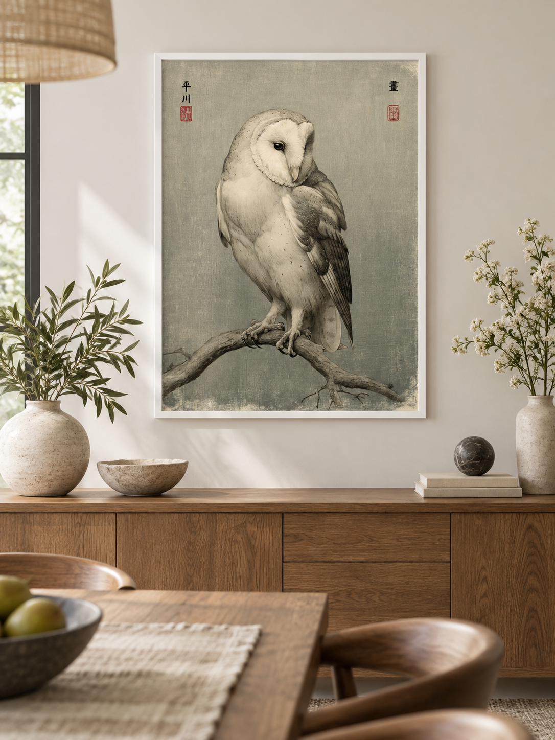 Vintage Barn Owl Art Print - Wall Art Decor - close-up - barn owl poster, canvas print