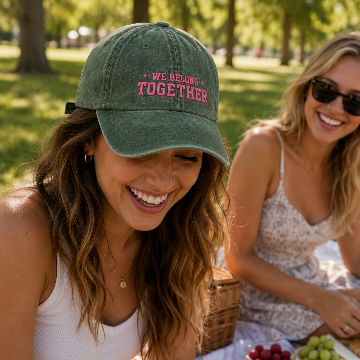 We Belong Together Embroidered Washed Cap - Washed Cap - detail