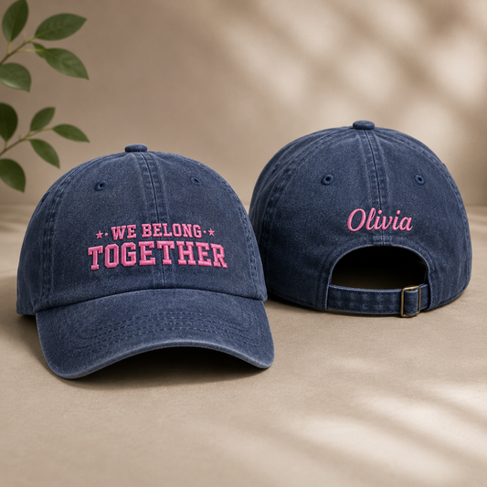 We Belong Together Embroidered Washed Cap - Washed Cap - front view