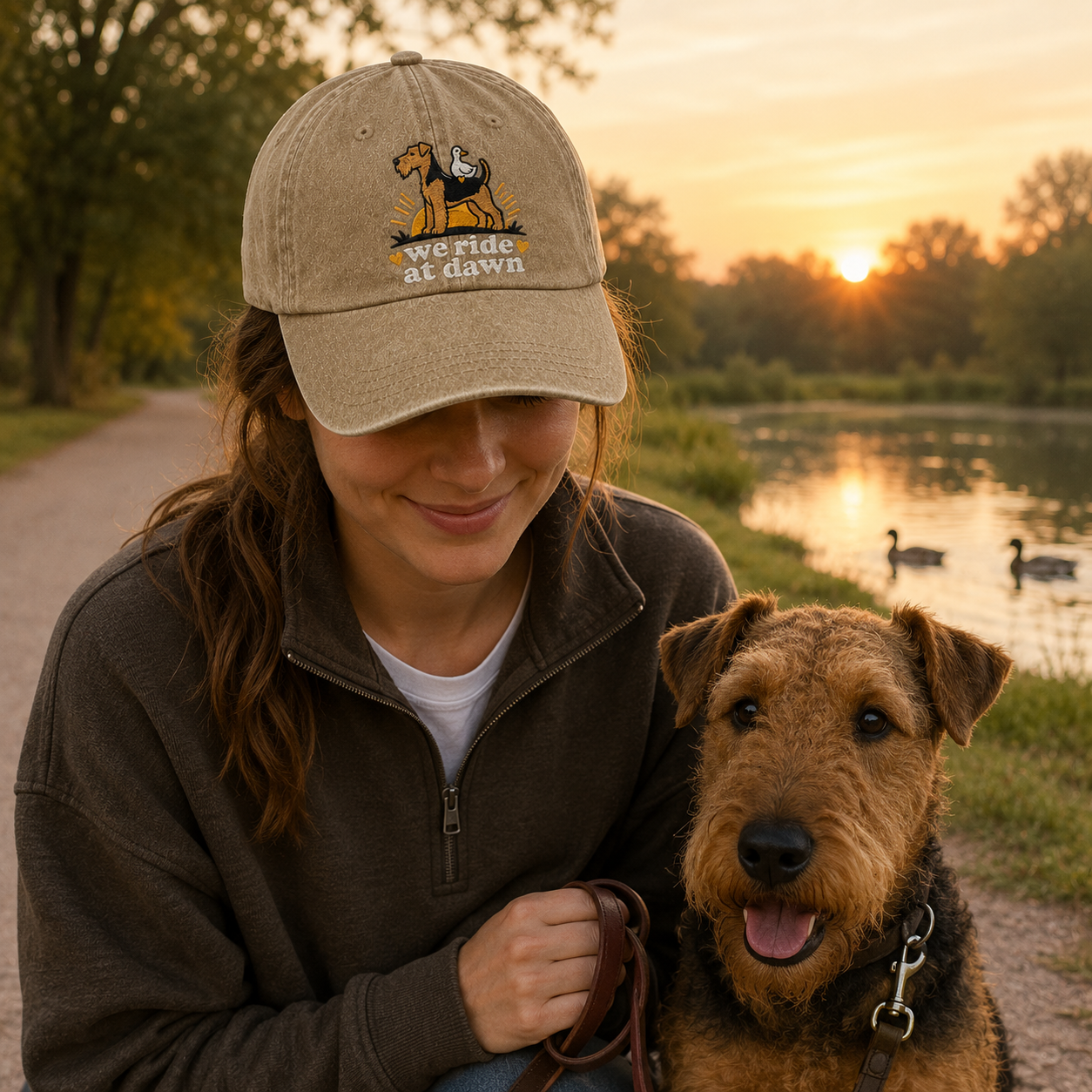 We Ride At Dawn Embroidered Washed Cap - Washed Cap - side view