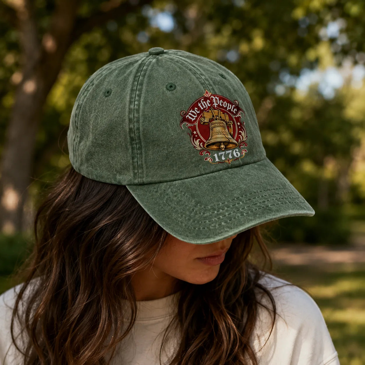 We the People 1776 Liberty Bell Washed Cap - washed cap - close up