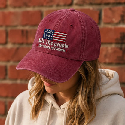 We the People 250 Years Freedom Washed Cap - washed cap - close up