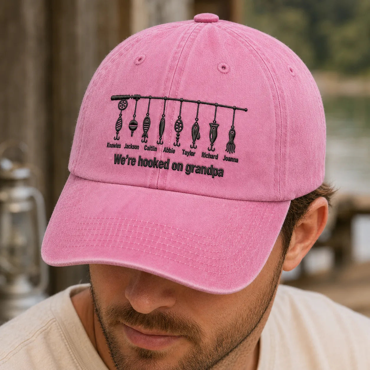 We're Hooked on Grandpa Washed Cap - washed cap - alternate angle