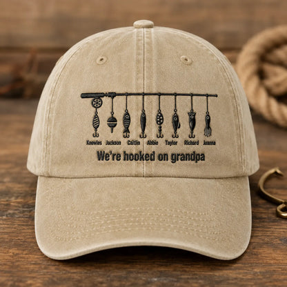We're Hooked on Grandpa Washed Cap - washed cap - front view