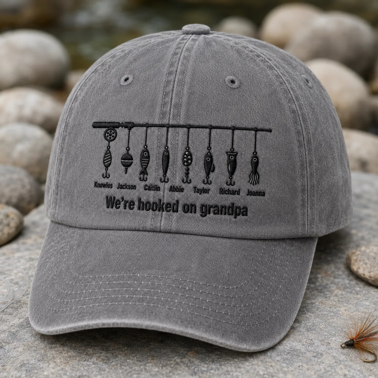 We're Hooked on Grandpa Washed Cap - washed cap - side view