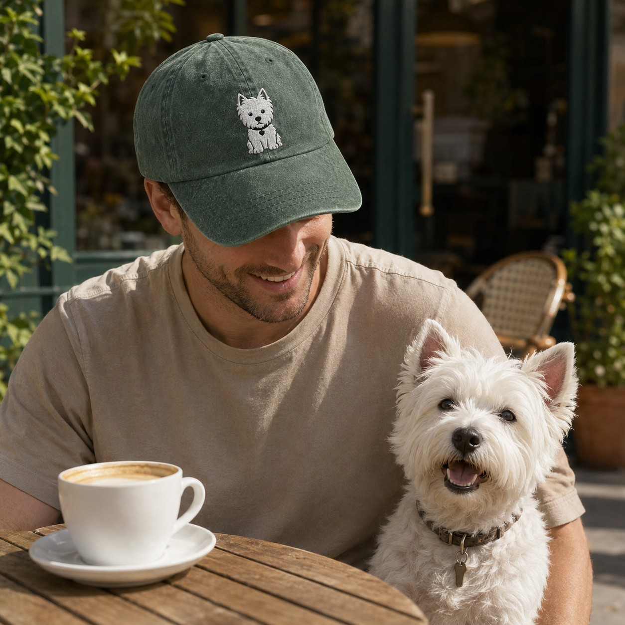 Westie Dog Embroidered Washed Cap - Washed Cap - detail