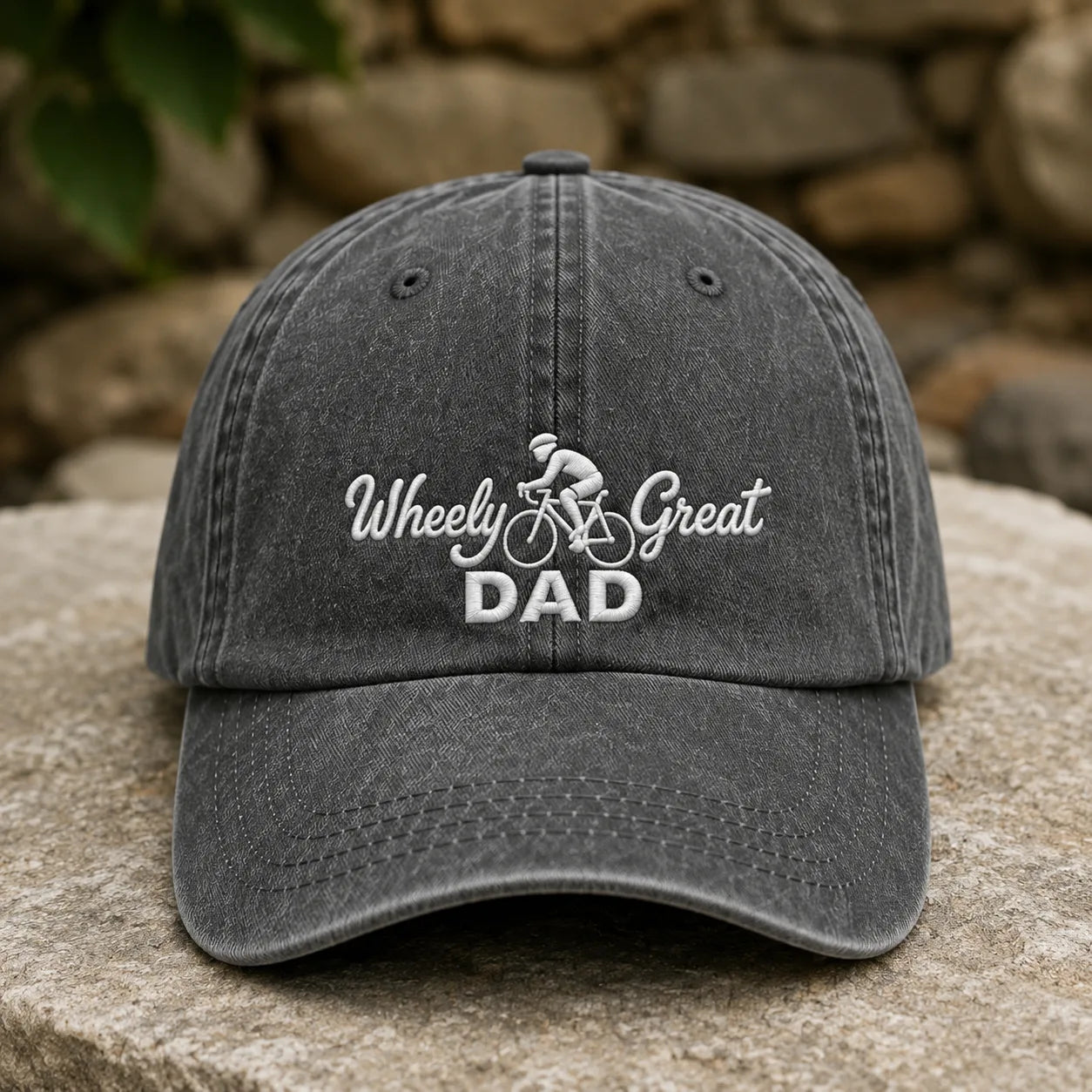 Wheely Great Dad Washed Cap - washed cap - detail