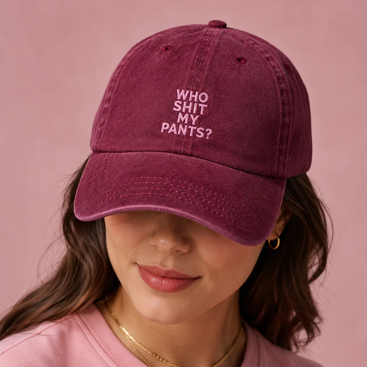 Who Shit My Pants? Washed Cap - washed cap - alternate angle