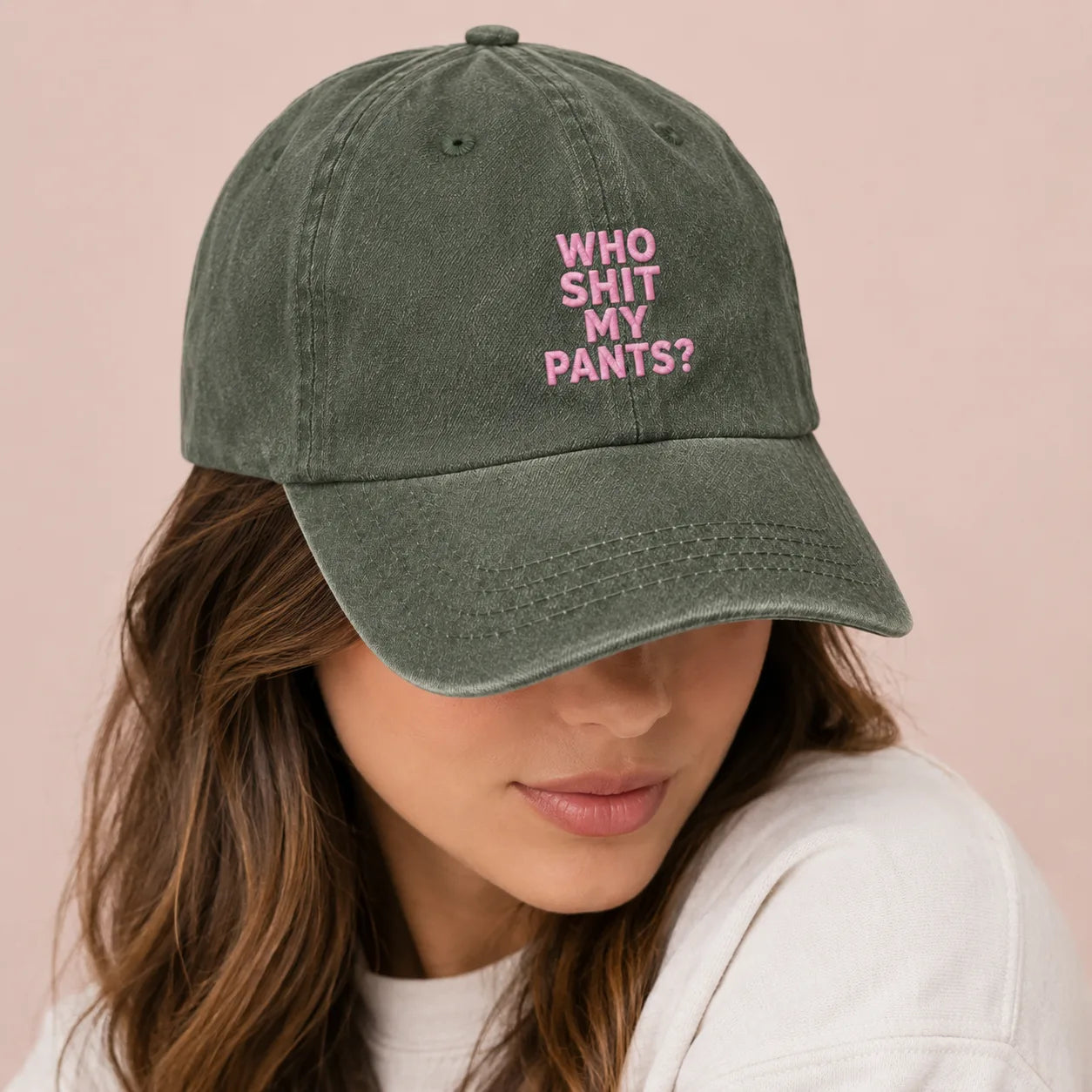 Who Shit My Pants? Washed Cap - washed cap - detail
