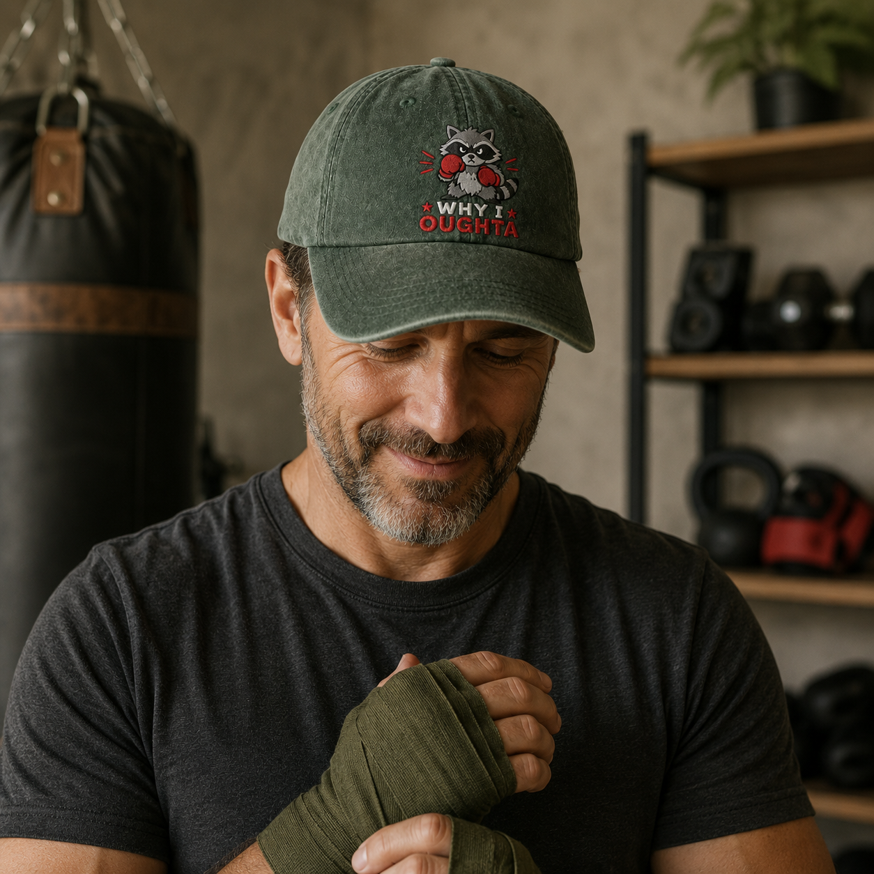 Why I Oughta Embroidered Washed Cap - Washed Cap - detail