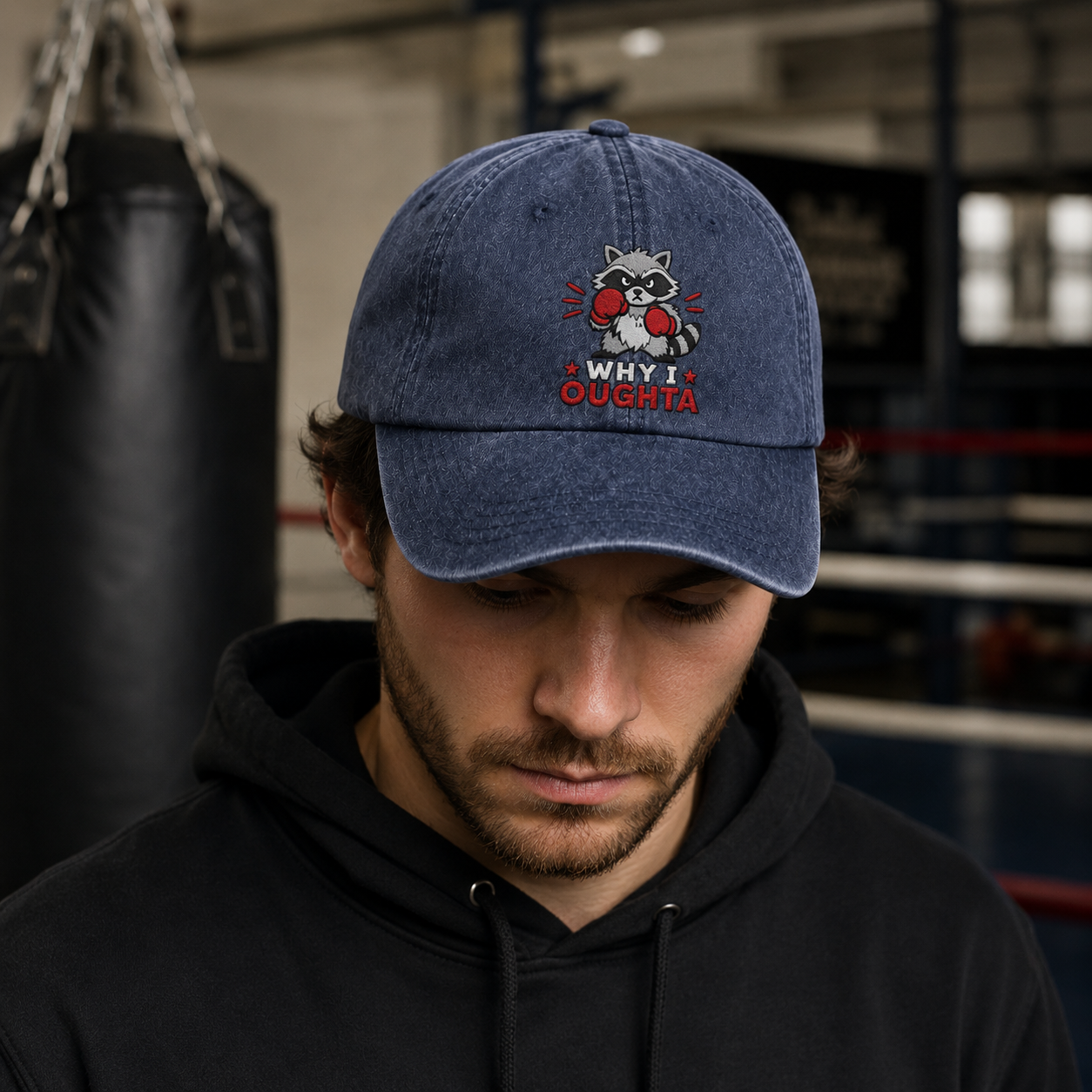 Why I Oughta Embroidered Washed Cap - Washed Cap - side view