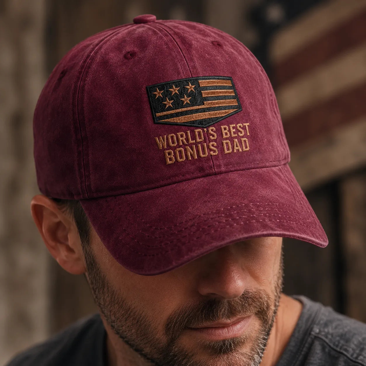 World's Best Bonus Dad Washed Cap - washed cap - detail