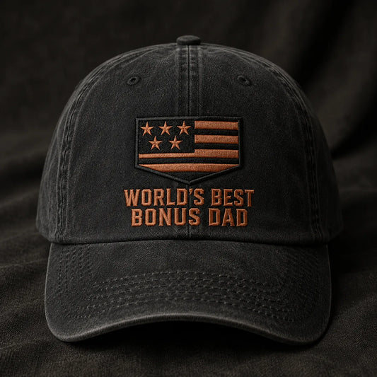 World's Best Bonus Dad Washed Cap - washed cap - front view