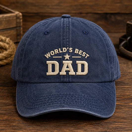 World's Best Dad Washed Cap - washed cap - front view