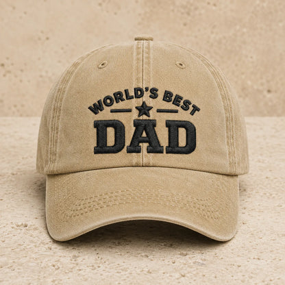 World's Best Dad Washed Cap - washed cap - side view