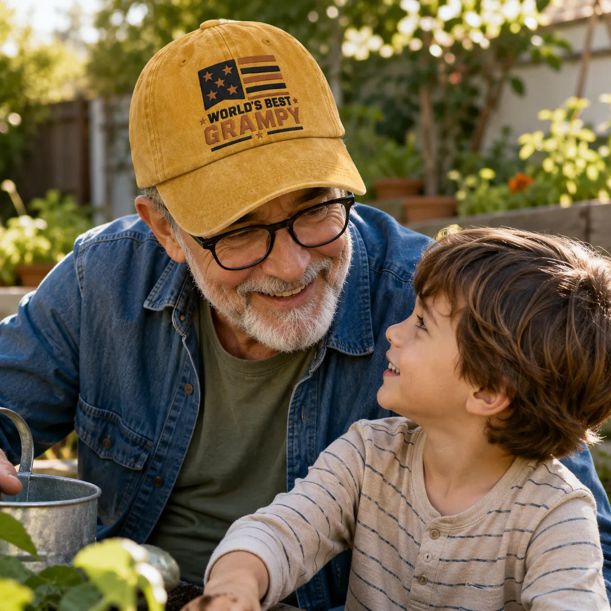 World's Best Grampy Washed Cap - washed cap - alternate angle