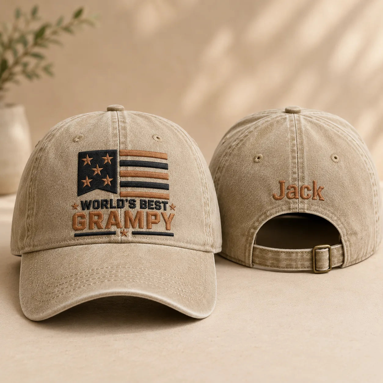 World's Best Grampy Washed Cap - washed cap - front view