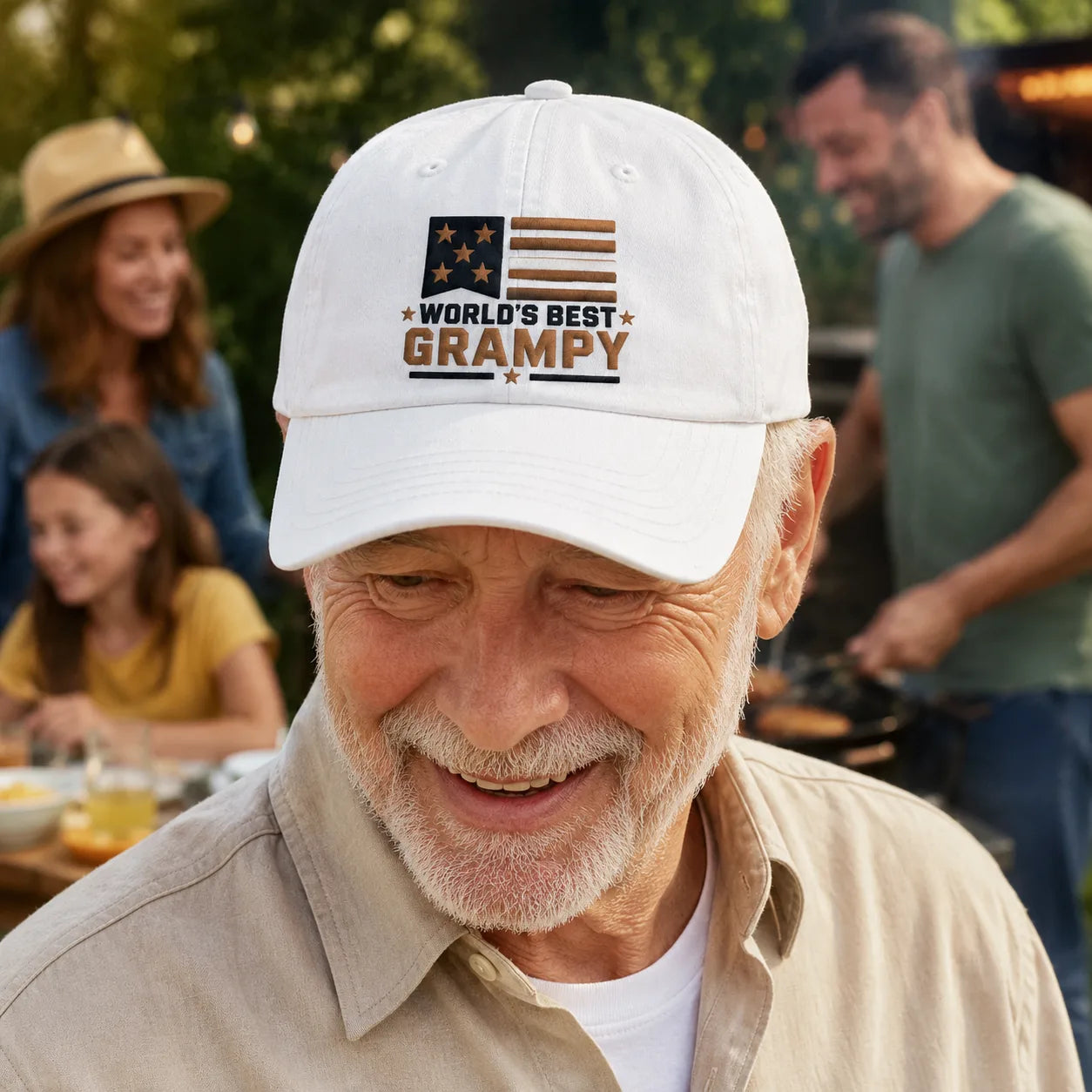 World's Best Grampy Washed Cap - washed cap - side view