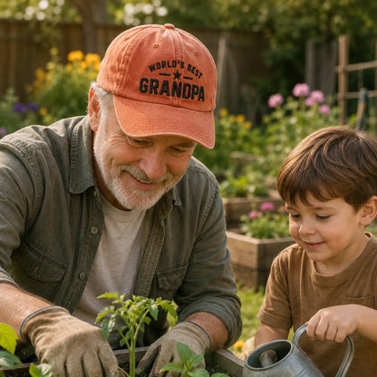 World's Best Grandpa Casual Washed Cap - washed cap - alternate angle
