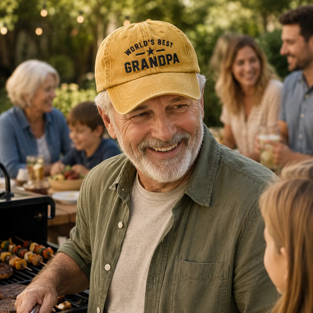 World's Best Grandpa Casual Washed Cap - washed cap - detail