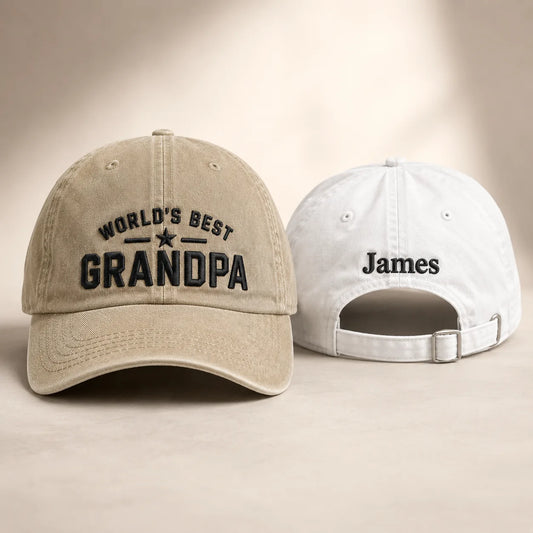 World's Best Grandpa Casual Washed Cap - washed cap - front view