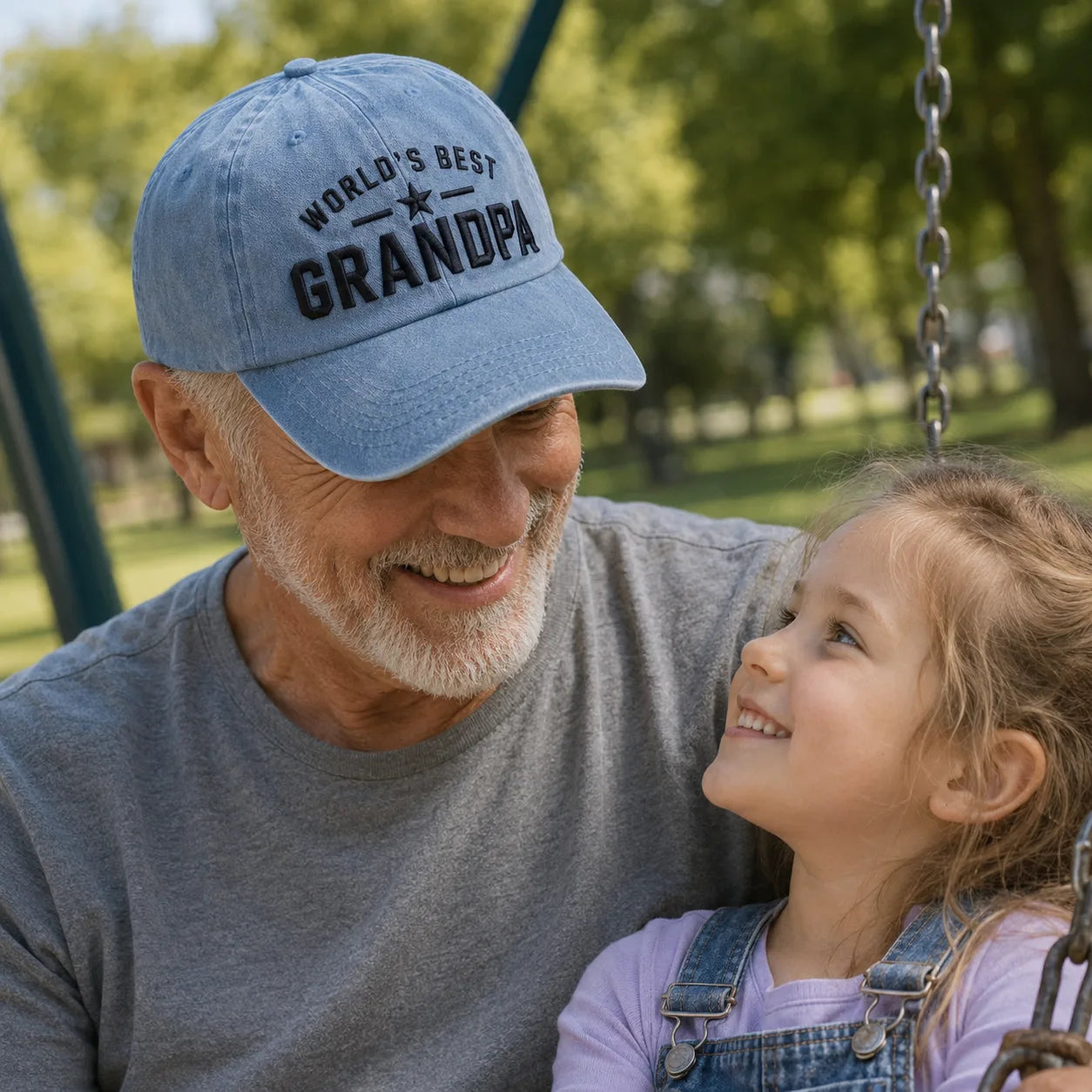 World's Best Grandpa Casual Washed Cap - washed cap - side view
