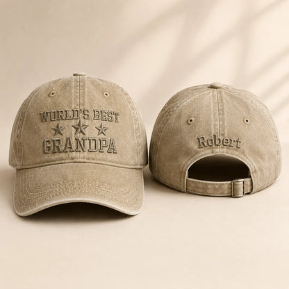 World's Best Grandpa Outfit Washed Cap - washed cap - front view
