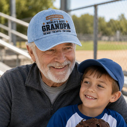 World's Best Grandpa Strap Washed Cap - washed cap - detail