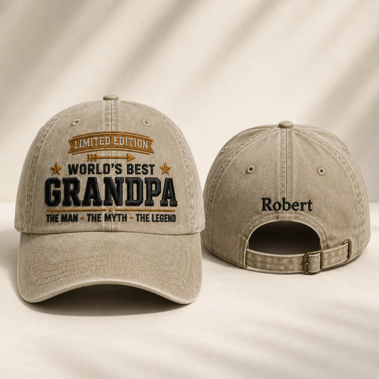 World's Best Grandpa Strap Washed Cap - washed cap - front view