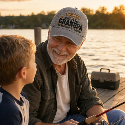 World's Best Grandpa Strap Washed Cap - washed cap - lifestyle