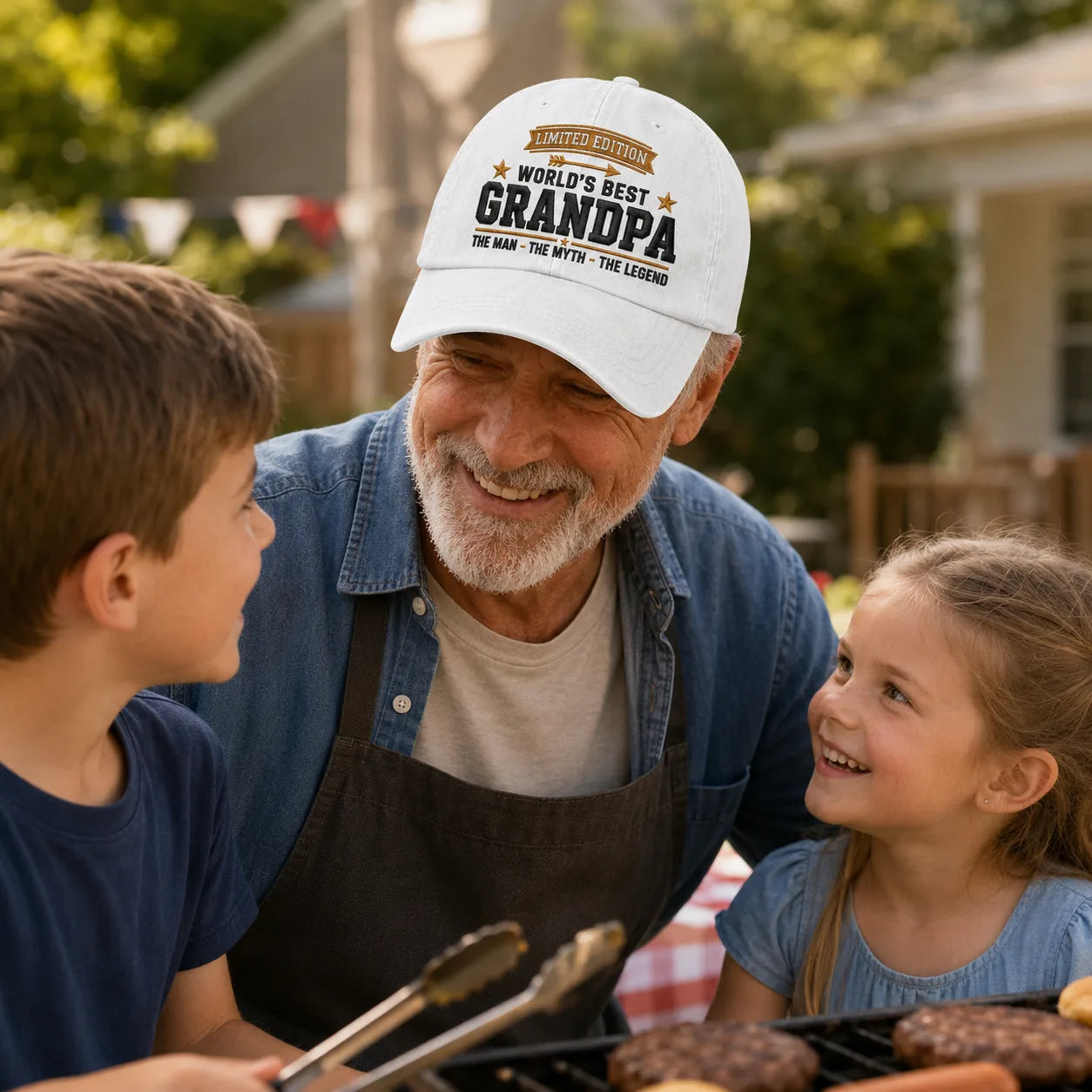 World's Best Grandpa Strap Washed Cap - washed cap - side view