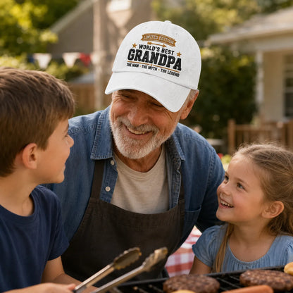 World's Best Grandpa Strap Washed Cap - washed cap - side view