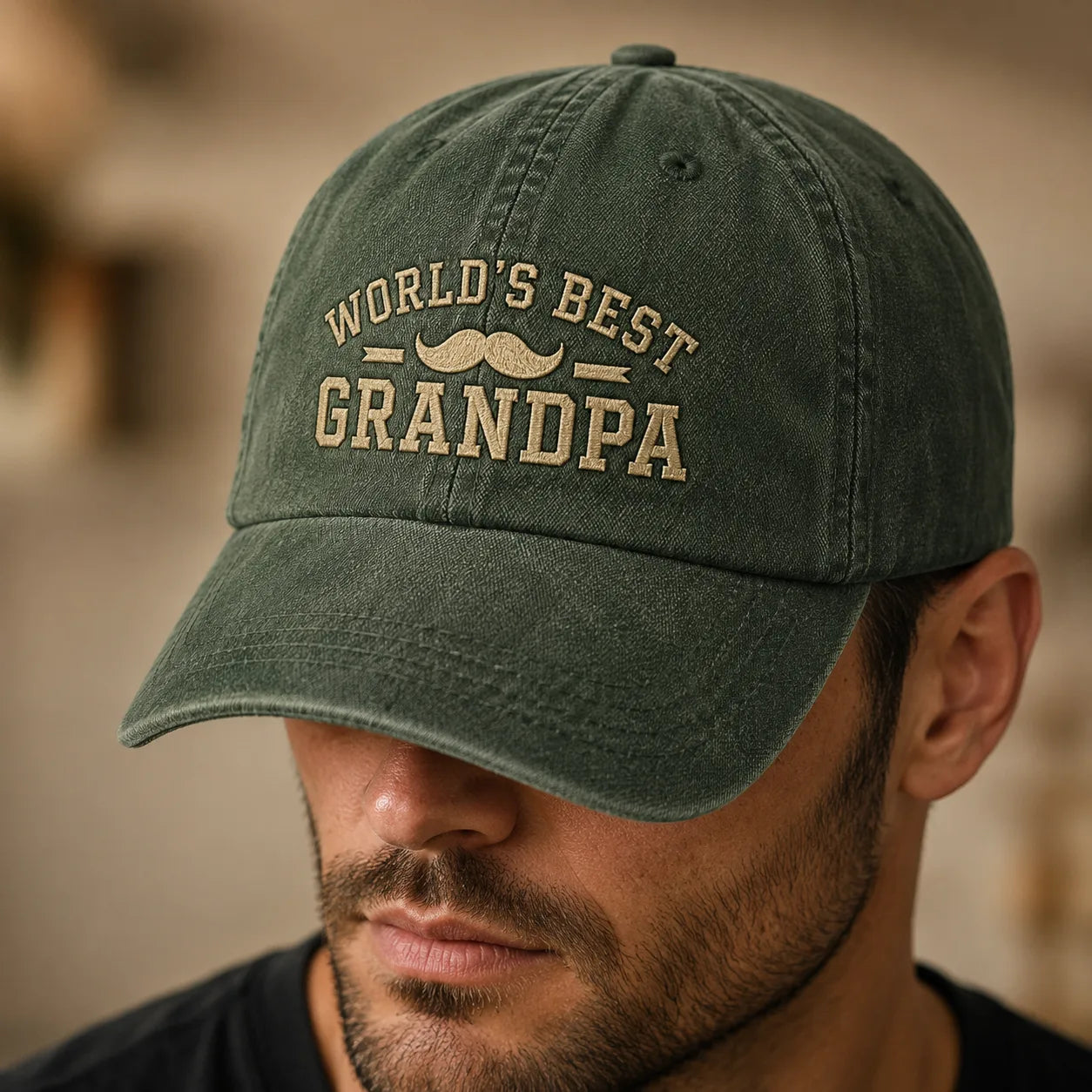 World's Best Grandpa Washed Cap - washed cap - alternate angle