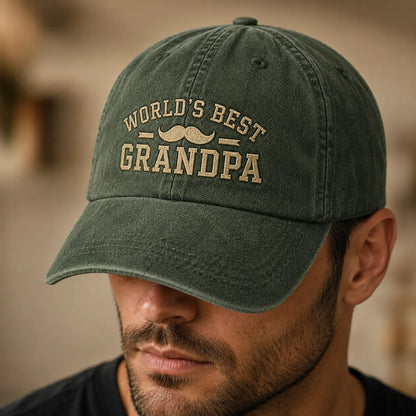 World's Best Grandpa Washed Cap - washed cap - alternate angle