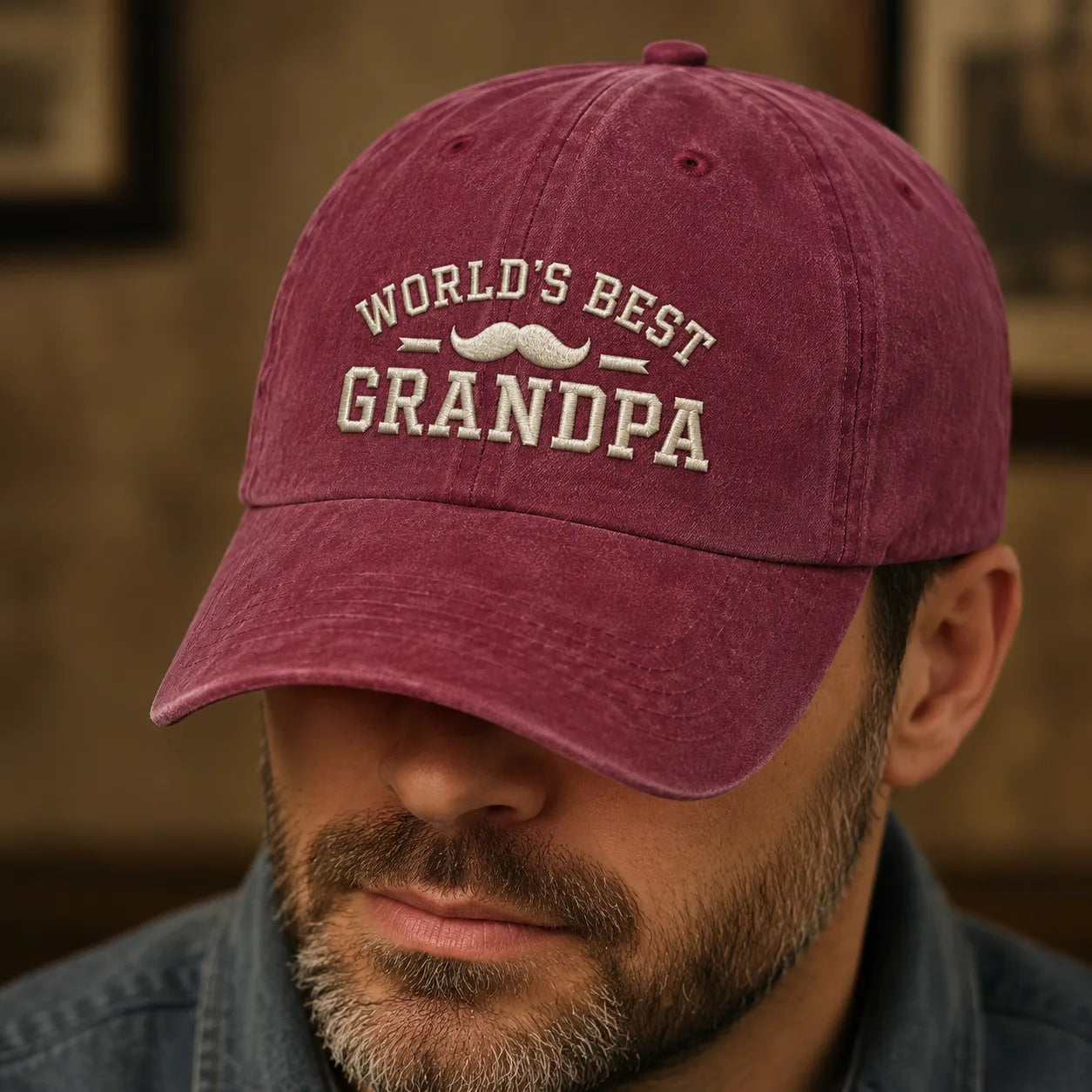 World's Best Grandpa Washed Cap - washed cap - detail