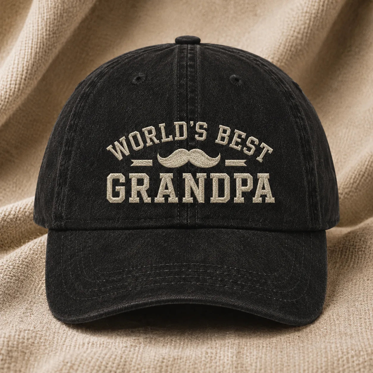 World's Best Grandpa Washed Cap - washed cap - front view