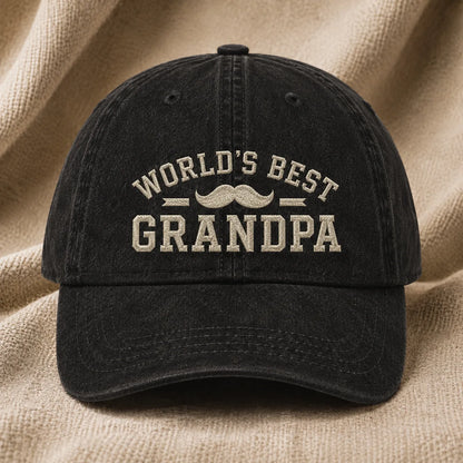 World's Best Grandpa Washed Cap - washed cap - front view
