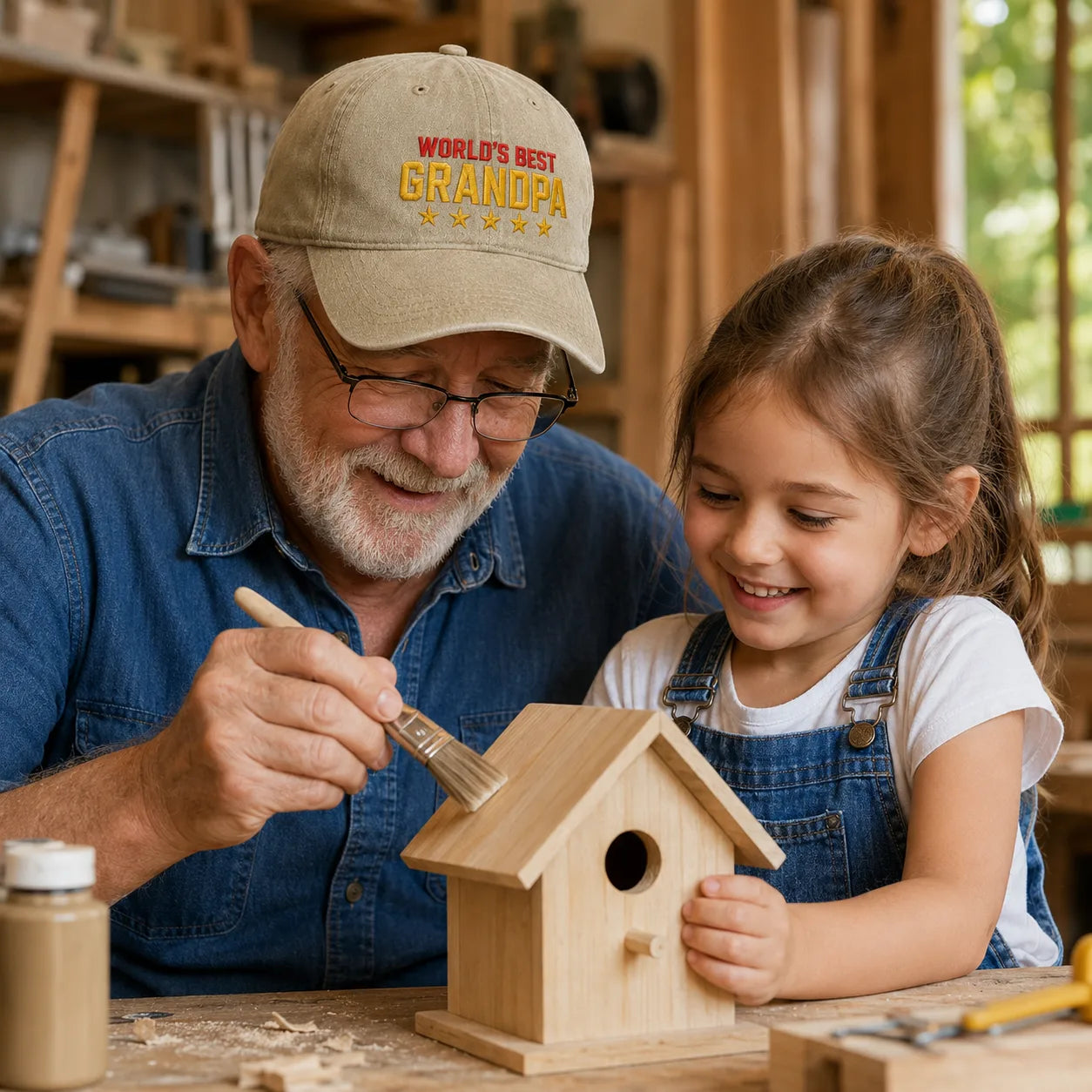 World's Best Grandpa Washed Cap - Grandpa Gift Hat - washed cap - alternate angle
